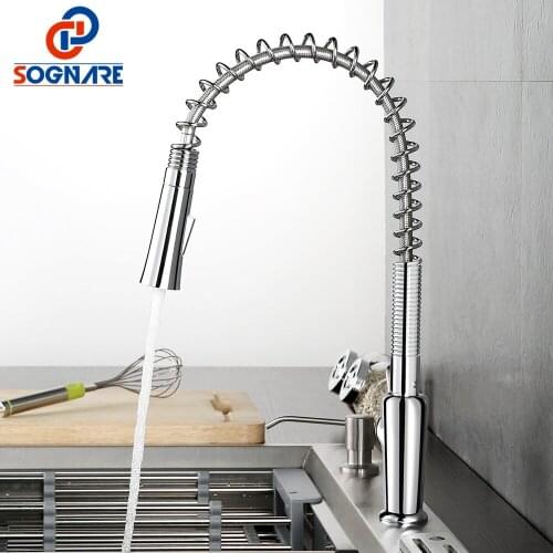 Kitchen Tap Chrome Finished Spring Kitchen Faucet Water Tap Single Lever Sink Mixer Tap 360 Degree Rotation Kitchen Water Mixer