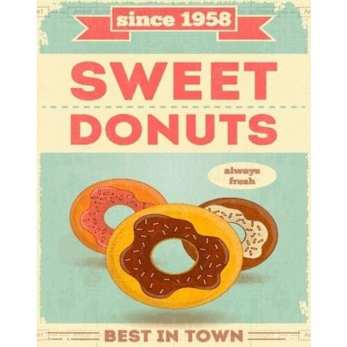 Metal sign wall sign wall decorative plaque art collection SWEET DONUTS SINCE 1958 LARGE METAL TIN SIGN