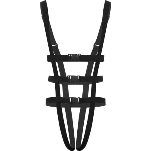 Mens Elastic Suspenders with Jock Strap Bottoms Plastic Buckles Full Body Chest Harness Belts Waist Straps Cosplay Club Costumes