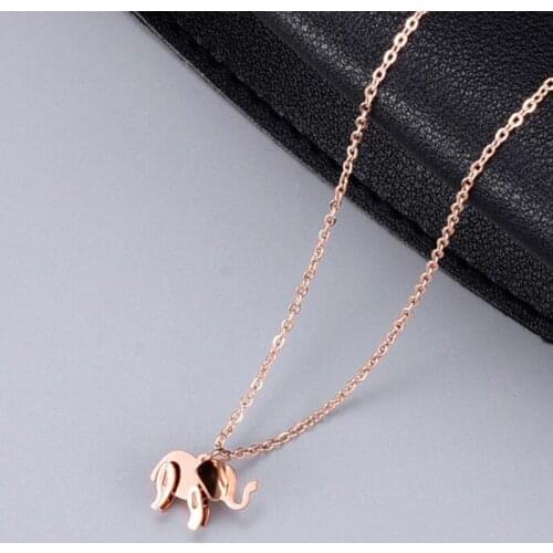 2021 New Elephant Pendant Necklace Rose Gold Color Fashion Titanium Steel Woman Jewelry Christmas Gift Never Fade Drop Shipping