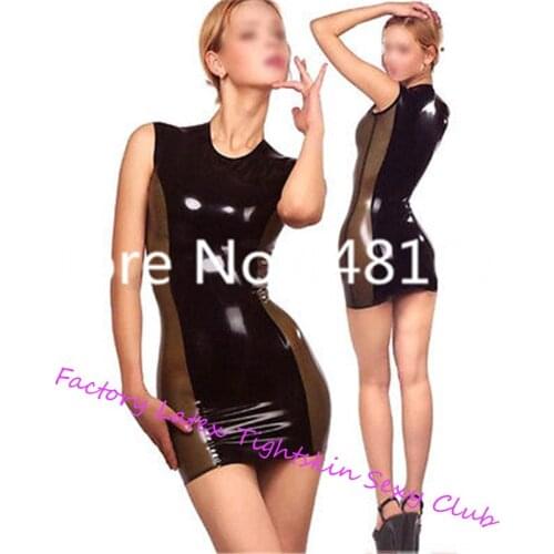 New 100% handmade Latex Woman Sleeveless rubber latex dress exotic dresses zentai suit Cosplay Costume Plug Size XS-XXXL