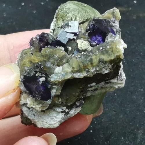 54.6gNatural purple fluorite mica symbiotic mineral specimen aura healing QUARTZ GEM teaching home decoration collection