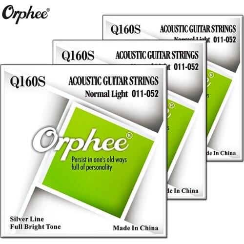 Orphee 6Pcs/set Guitar Strings Hexagonal Carbon Steel Q160S Silver Plated Folk Acoustic Guitar Strings Replacement Guitar Part