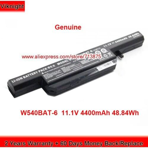 Genuine W540BAT-6 Battery 6-87-W540S-427 for Clevo W540EU W54EU W550EU N1500J W550SU W545EU 11.1V 4400mAh 48.84Wh