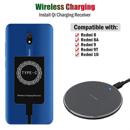 Qi Wireless Charging Receiver for Xiaomi Redmi 8 8A 9 9T Phone Wireless Charger Pad USB Type-C Charging Adapter