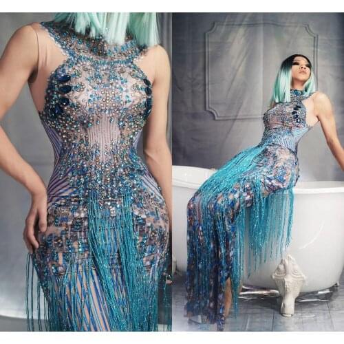Luxury Ice Blue Crystal Sexy Prom Dress for Black Girls 2020 Sparkly Halter Formal Evening Dresses Celebrate Dress Vestidos