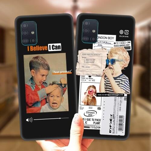 For Samsung A52 A72 A51 A71 A50 A70 A02 A12 A42 A32 A31 A21S A41 A40 A30 A20 A11 Case Funny Boy Girl Retro Label Silicone Cover