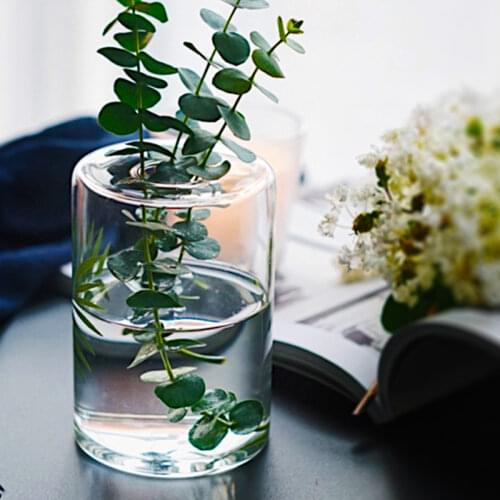Nordic style Palm Leaf Pattern Glass Vase Aromatherapy Bottle Hydroponic Bottles Home Wedding Decorion For Dry Flowers Plant
