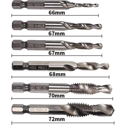 Mintiml Titanium Plated Hex Shank HSS Screw Thread Metric Tap Drill Bits Screw Machine Compound Quick Change Hex Shank Drill Bit