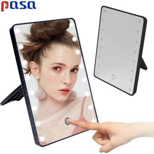 LED Lighted Makeup Mirror With Light Lamp Portable Touch Screen Cosmetic Mirror Beauty Desktop Vanity Table Stand Mirrors