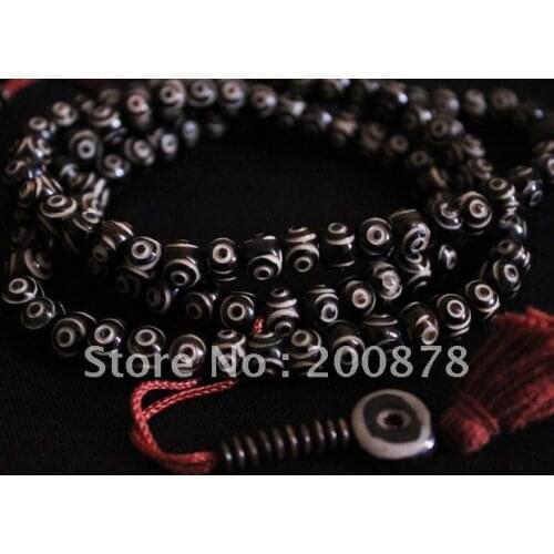 Tibetan 108 beads yak bone Rosary,8mm,carved Wisdom Eye Prayer beads Mala