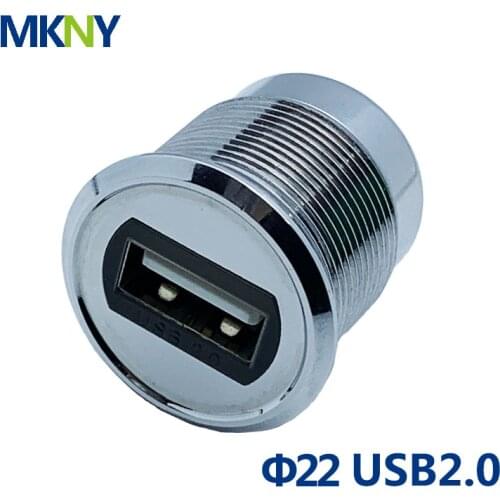 USB-mounted adapter data2.0 22mmRound Panel mountUSB charger 2.1A connector female A to A JACK biult-in USB socket Screw Coupler