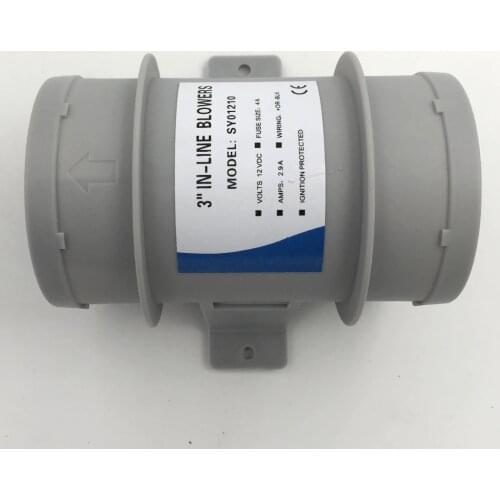 3 Inch Quiet Boat Blower Marine 12V Bay Bilge High Air Flow In-Line Blowe Vent Fan Ventilation Waterproof Water-Resistant ABS
