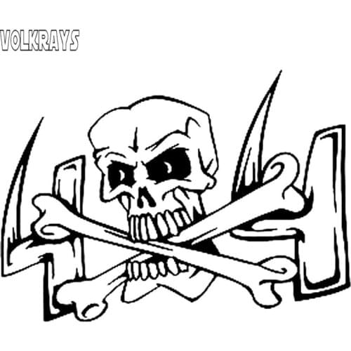Volkrays Personality Car Sticker 4X4 Skull Car-styling Accessories Reflective Sunscreen Vinyl Decal Black/Silver,9cm*13cm