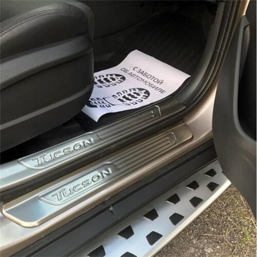 ABAIWAI Car Door Protection Sticker Accessories Scuff Plates Door sill cover Trims For Hyundai Tucson Vehicle 2014 2015 2016