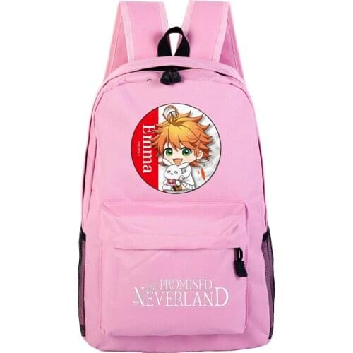 The Promised Neverland Emma Women Pink Back Pack Kawaii Laptop Bagpack Canvas School Bags for Teenage Girls Cute Travel Backpack