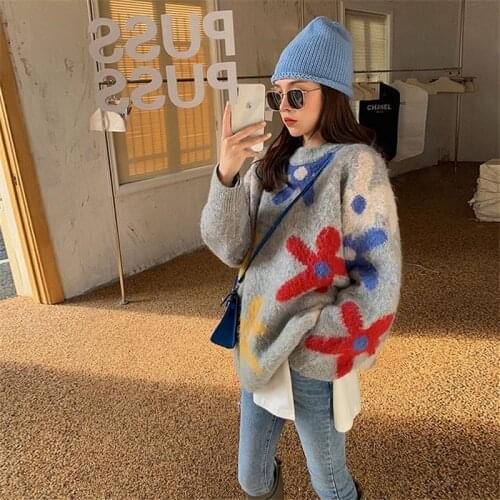 Harbour Style Retro Medium Long Knitted Sweater for Women 2021