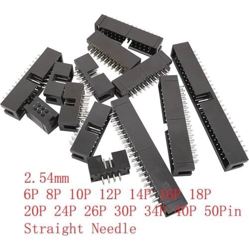 10Pcs 6P-50Pin DC3 2.54mm Pitch Socket Header Connector ISP Male Double-Spaced Right Angle/Straight Needle IDC JTAG Box Headers