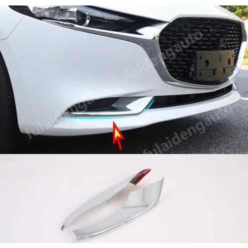 2pcs For Mazda 3 Axela 2019-2021 ABS Chrome Front bumper Fog Light Cover Strip Trim decoration Car Accessories