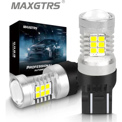 2x 7443 T20 W21/5W White Reverse Stop 2835 21SMD LED Auto Turn Signal Brake Bulb Lamps 12V DC Parking Leds Rear Lights