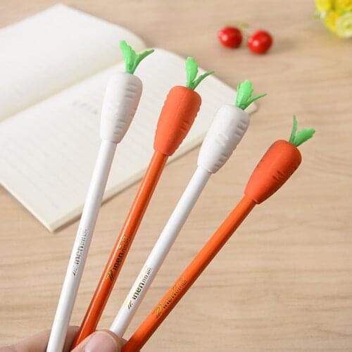 40pcs kawaii wooden pencil lot cute cartoon carrot pencil with eraser for kids school items HB carpenter pencil free shipping