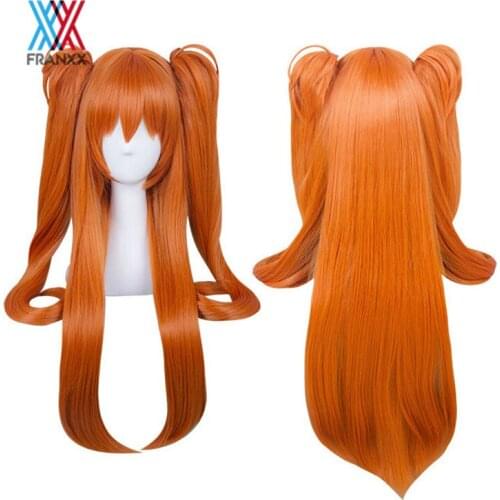 Anime Cosplay Wig Asuka Langley Soryu Wigs Orange Ponytail Synthetic Hair Wigs Long Straight Ponytail Wig Women Girls