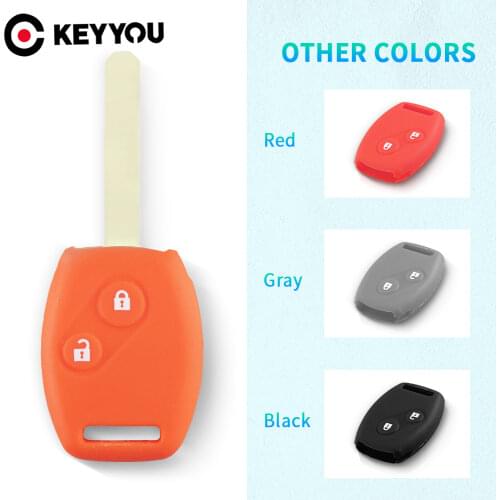 KEYYOU Silicone Car Key Fob Case Cover Set Shell Holder For Honda For Accord CRV Civic Fit Freed StepWGN Two 2 Buttons Remote