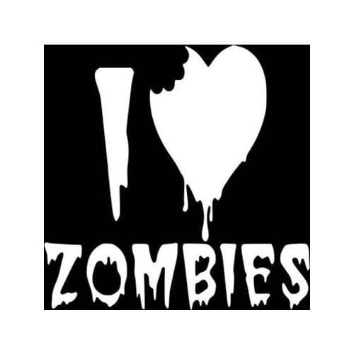 Black/Sliver I Love Zombies Car Rear Glass Sticker Decor Vinyl Cars Decals Removable Waterproof or Home Wall Decoration S1138