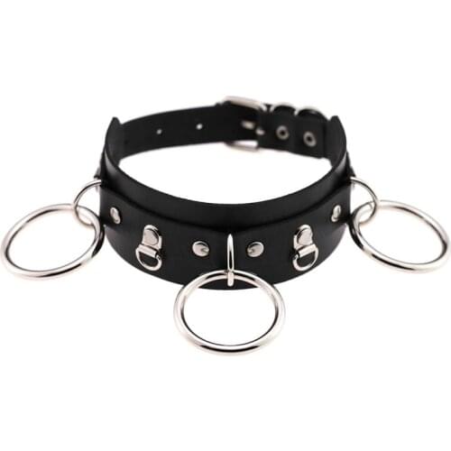 Handmade Pu leather Choker punk Harajuku Goth Collar chain belt Necklace chocker bondage cosplay club party festival outfit