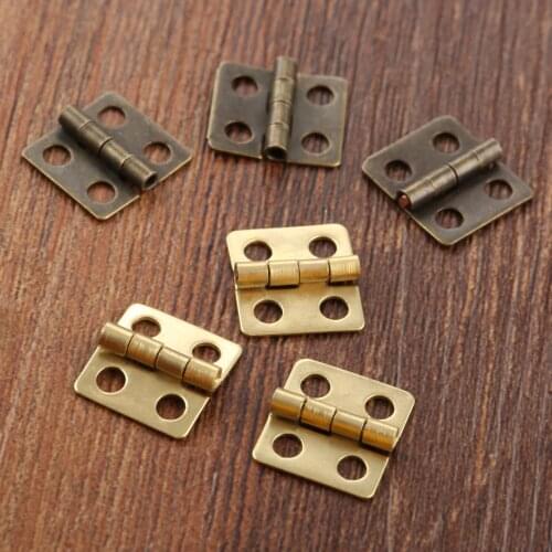 40pcs/kit 13*12mm Mini Hinges 4 holes Decor w/screws Antique Bronze/Gold Cabinet Drawer Door Butt Jewelry Box Furniture Hardware