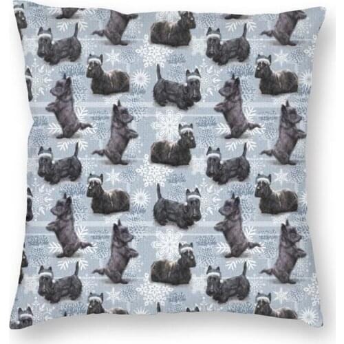 The Christmas Scottish Terrier Scottie Dog Square Pillow Case Home Decor Cushion Cover Throw Pillow for Living Room Double-sided