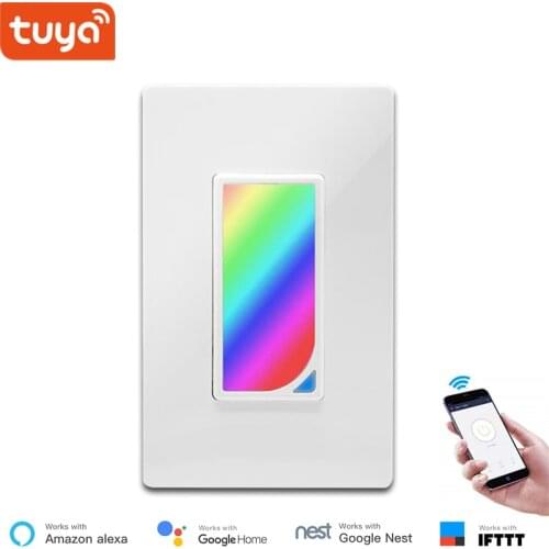 Alexa Voice Control Compatible Smart Life Wall Switch with 2W RGBW Scene Light US WiFi Light Switch Wireless Control Google