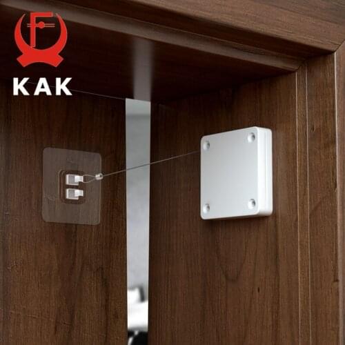 KAK Simple Door Closer Punchfree Sticker Automatic Door Closer Soft Closing Door Device Sliding Door Hardware 500-1000g Tension