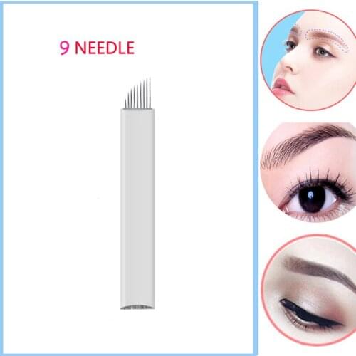 Blades 9Pin 3D Embroidery Sterilized Stainless Steel Permanent Makeup Needles For Eyebrow Lip Embroidery Microblading Supplies