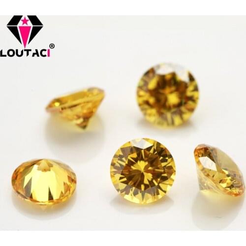LOUTACI High Quality Factory Price Available for Custom Brilliant Cut 5AAAAA Round Golden Yellow Middle Size 2.7 -7.5 mm
