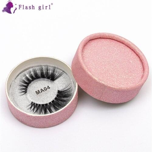 Best Selling MA01-24 Lashes Vendor 1 pair 100% Handmade Natural Long Silk Protein Faux Mink Eyelashes With Pink Packaging