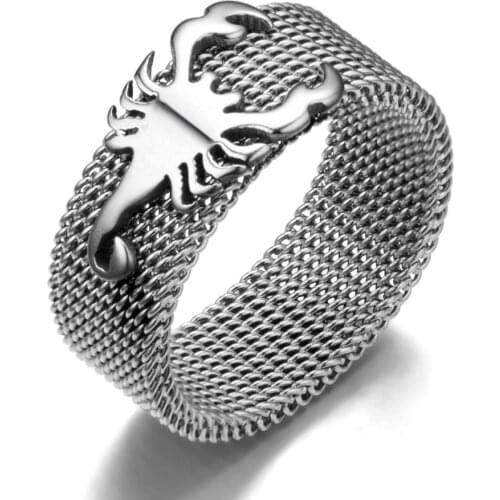 MANGOSKY 8mm Stainless Steel Scorpion Ring For Men and Women 316L Stainless Steel Charm Ring
