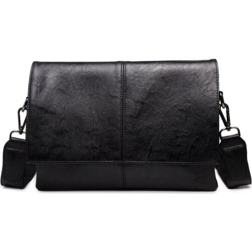 Fashion Thick Leather Men Bag Male Messenger Bag Male Waterproof Leather Shoulder Bags Small Ipad Holder Flap Men Crossbody Bags