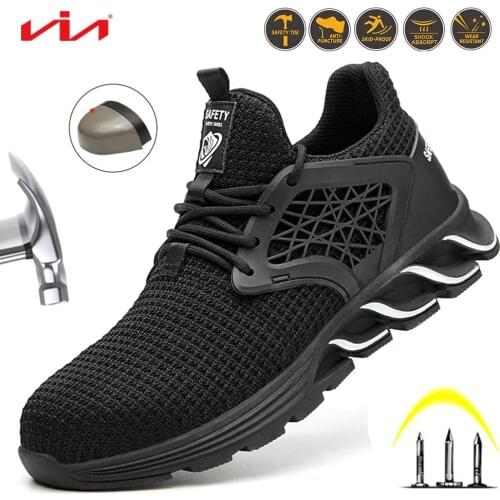 Mens Work Safety Boots Non-slip Puncture Kevlar bottom Fashion Safety Shoes Waterproof Steel Toe Shoe