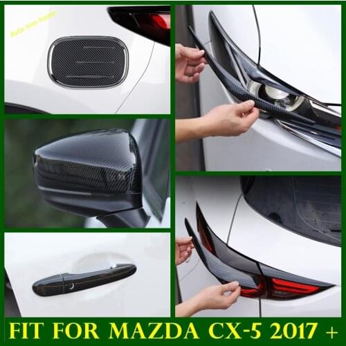 ABS Carbon Fiber Head Lamps / Trunk Fog Lights Eyelid / Rearview Mirror / Handle / Oil Cover Trim For Mazda CX-5 CX5 2017 - 2021