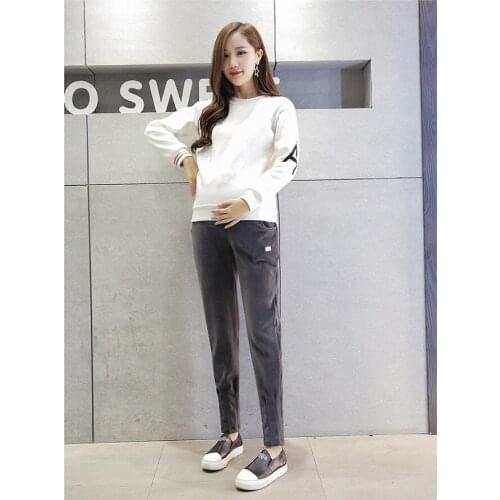 Maternity Wear 2021 Autumn And Winter Plus Velvet Thick Warm Gold Velvet Leisure Harem Pants Abdominal Pregnant Women Pants