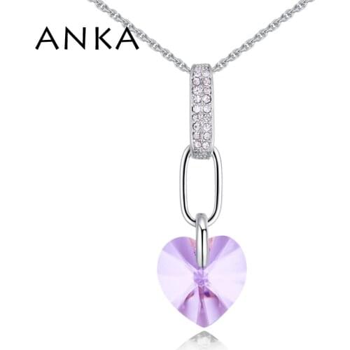 ANKA Fashion Heart Crystal Pendants With Chain Necklace Male Necklaces For Great Woman Jewelry Crystals from Austria #130323