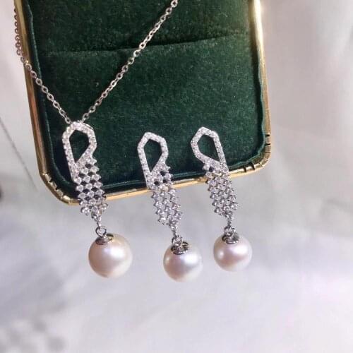 925 Sterling Silver Pendant Earrings Mountings Findings Base Jewelry Set Mounts Settings Parts for Pearls Beads Crystal