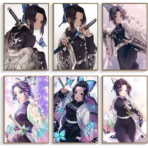 Demon Slayer Japanese Anime Poster Print Shinobu Kocho Wall Art Canvas Painting Bedroom Living Kids Room Sofa Wall Decor Cuadros