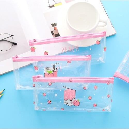 1 Pcs Kawaii Pencil Case Milk Transparent Gift Estuches School Pencil Box Pencilcase Pencil Bag School Supplies Stationery