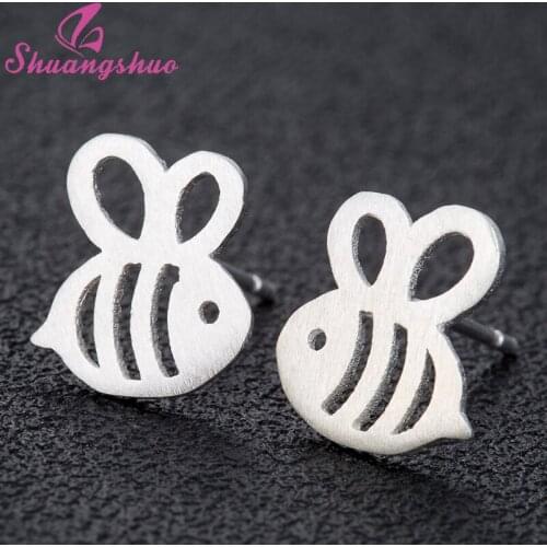 Shuangshuo Fashion Cute Tiny Hollow Bees Stud Earrings for Women Jewelry Honey Bee Earrings Tiny Honeybee Woodland Insect Earing