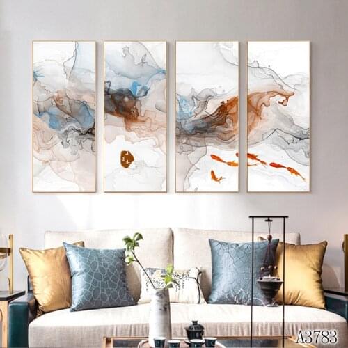 Modern Abstract Oil Painting Print on Canvas 4pcs Chinese style Landscape Canvas Art Printing Wall Art Picture for Home Decor