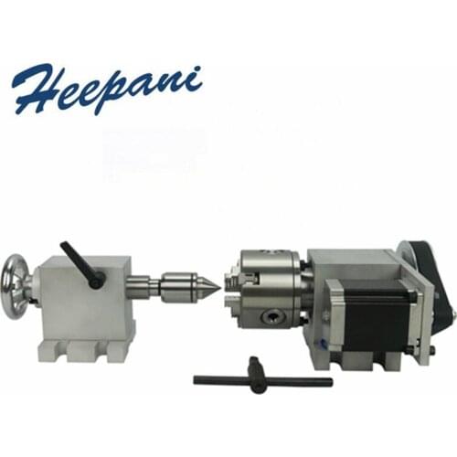 100mm carving machine 4 axis A shaft precision centering chuck fixed center tool 4-Jaw chuck and tailstock for CNC engraving