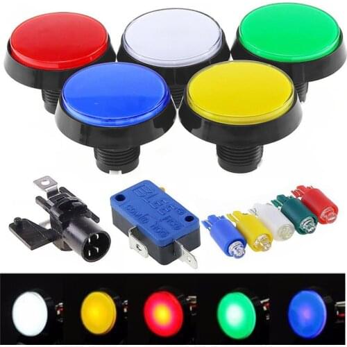 5 Colors LED Light Lamp DC12V 60MM Big Round Arcade Video Game Player Push Button Switch free ship
