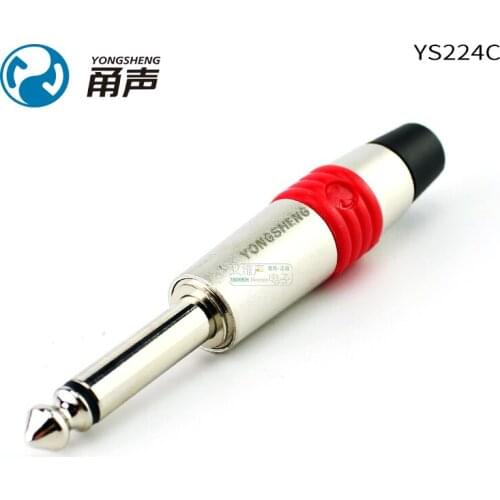 1Pcs Yongsheng YS224C red and blue sophomore core 6.35mm TS audio plug 6.5 mono straight plug with large outlet hole DIY